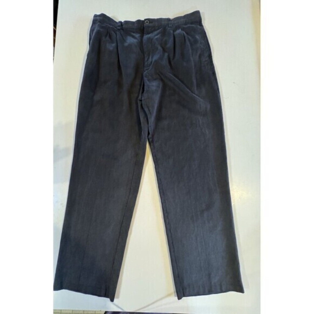 Tommy Bahama Silk Rayon Bamboo Pleated Pants Black Men's Size 38x34